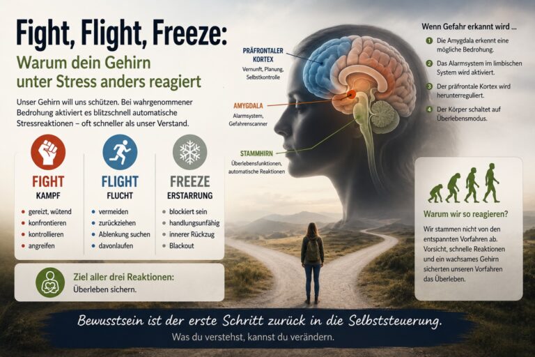 + Fight, Flight, Freeze: Wie dein Gehirn unter Stress reagiert